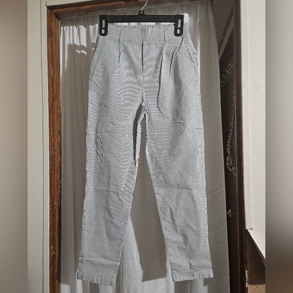 Shinestar Pants - Shinestar Striped Pants Cuffed Bottom Gray/White Pull On!